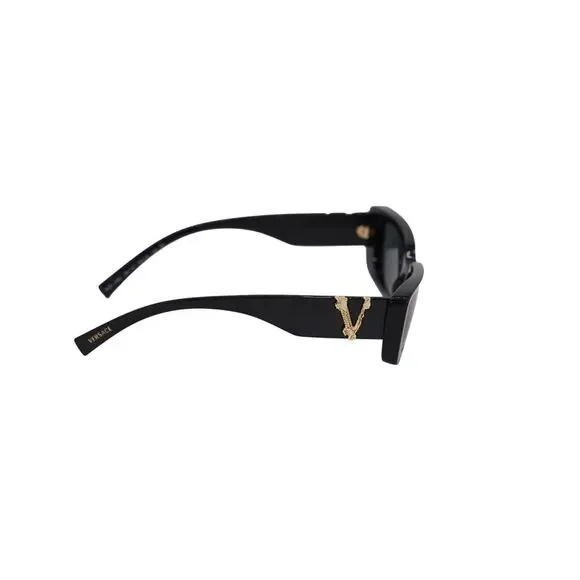 Versace Virtus Rectangular Sunglasses In Black Acetate - Picture 5 of 7